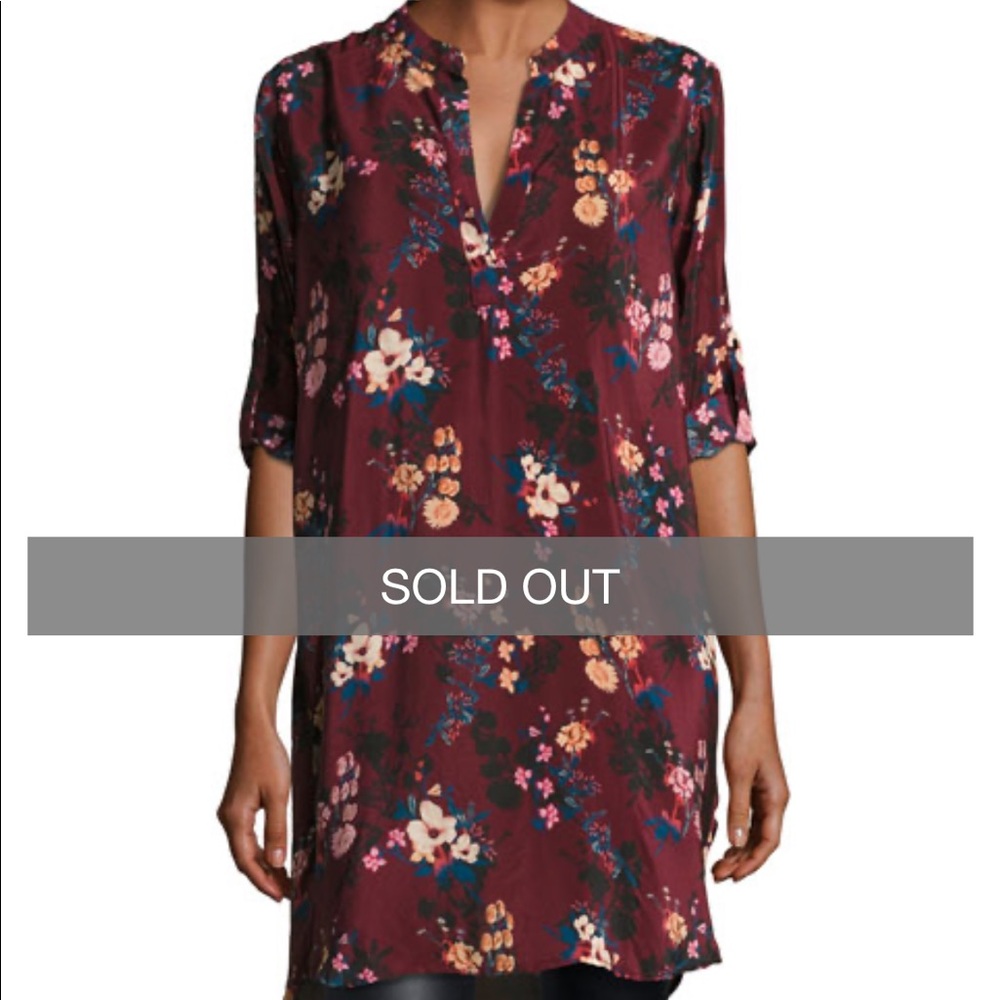 Tolani Satin Tunic maroon floral 2x